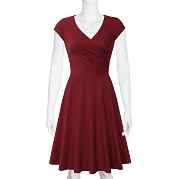 Casual Short Sleeve Surplice V Neck Faux Wrap T-Shirt Swing Dress SIZE L NWT - Picture 7 of 16